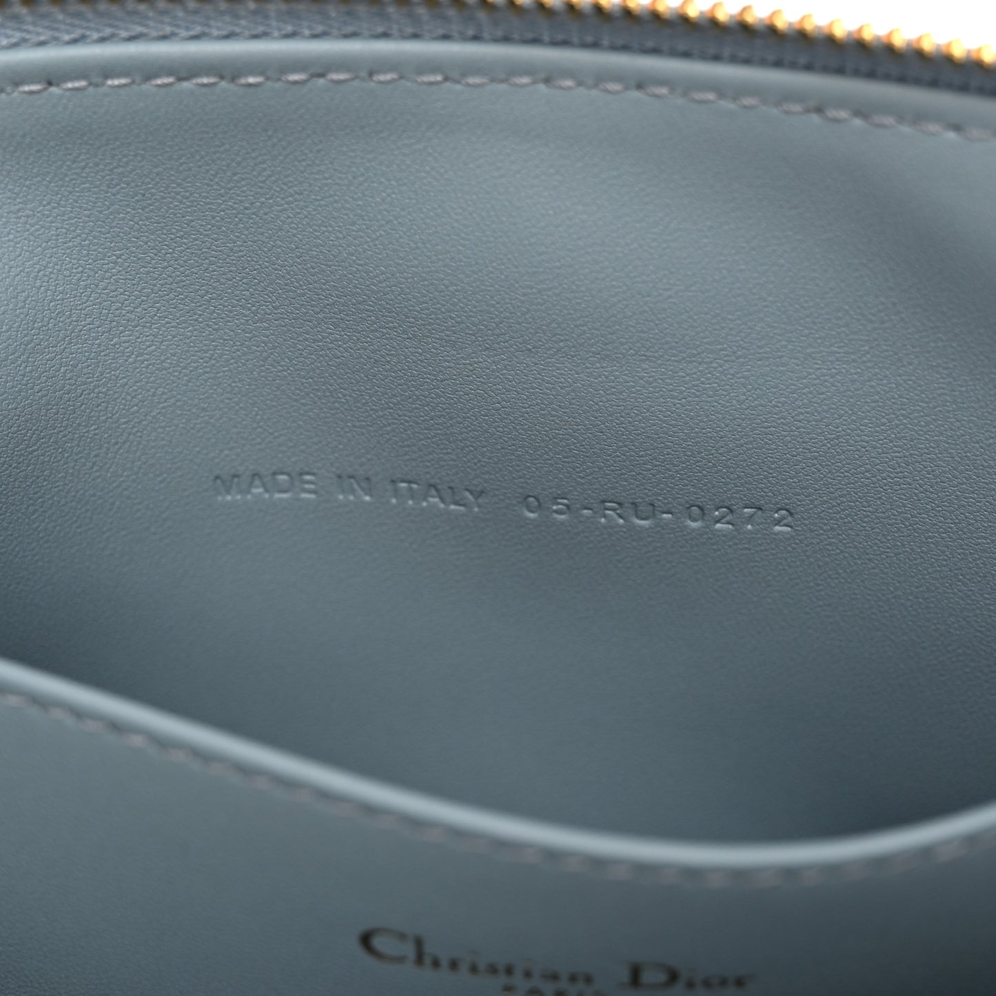 Calfskin Macrocannage Large Caro Daily Pouch Blue