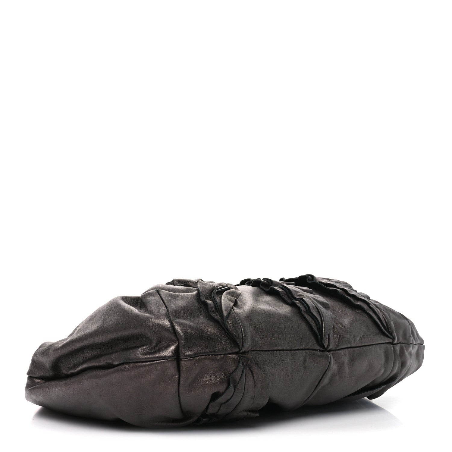 Prada Metallic Nappa Ruffle Hobo Grafite Mordore 4 of 9