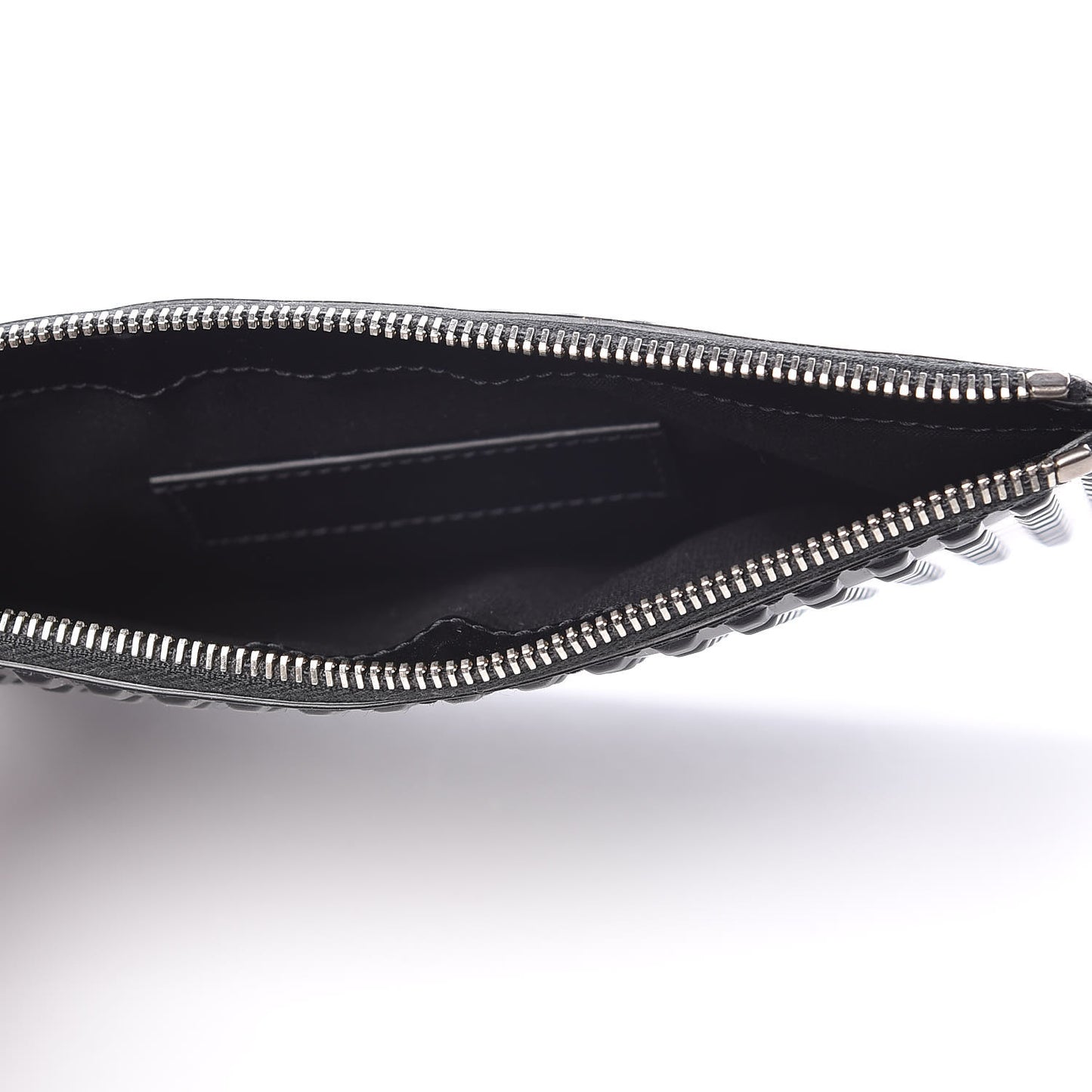 Calfskin Grid Embossed Pouch Black