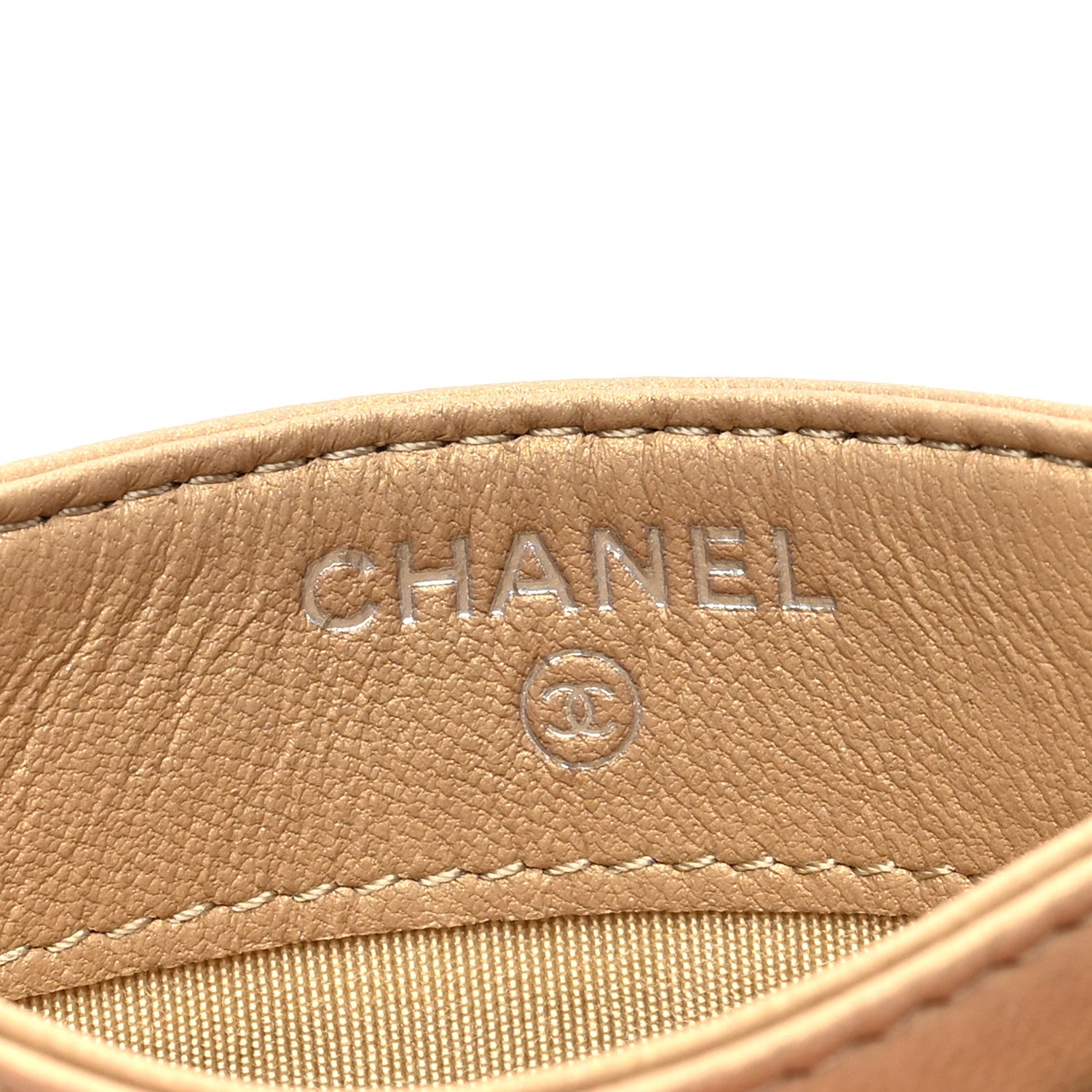 Chanel Metallic Lambskin Crystal Camellia Embossed Card Holder Gold 6 of 8