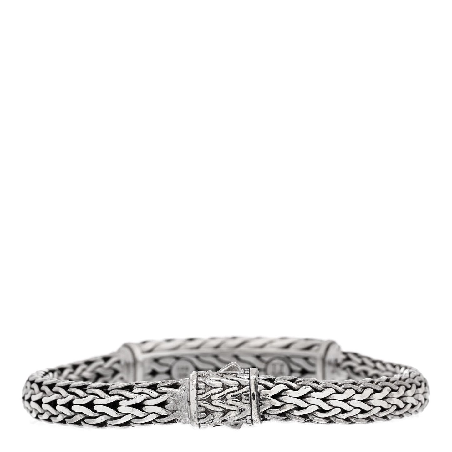 Sterling Silver 18K Yellow Gold Diamond Classic Chain Woven Station Bracelet