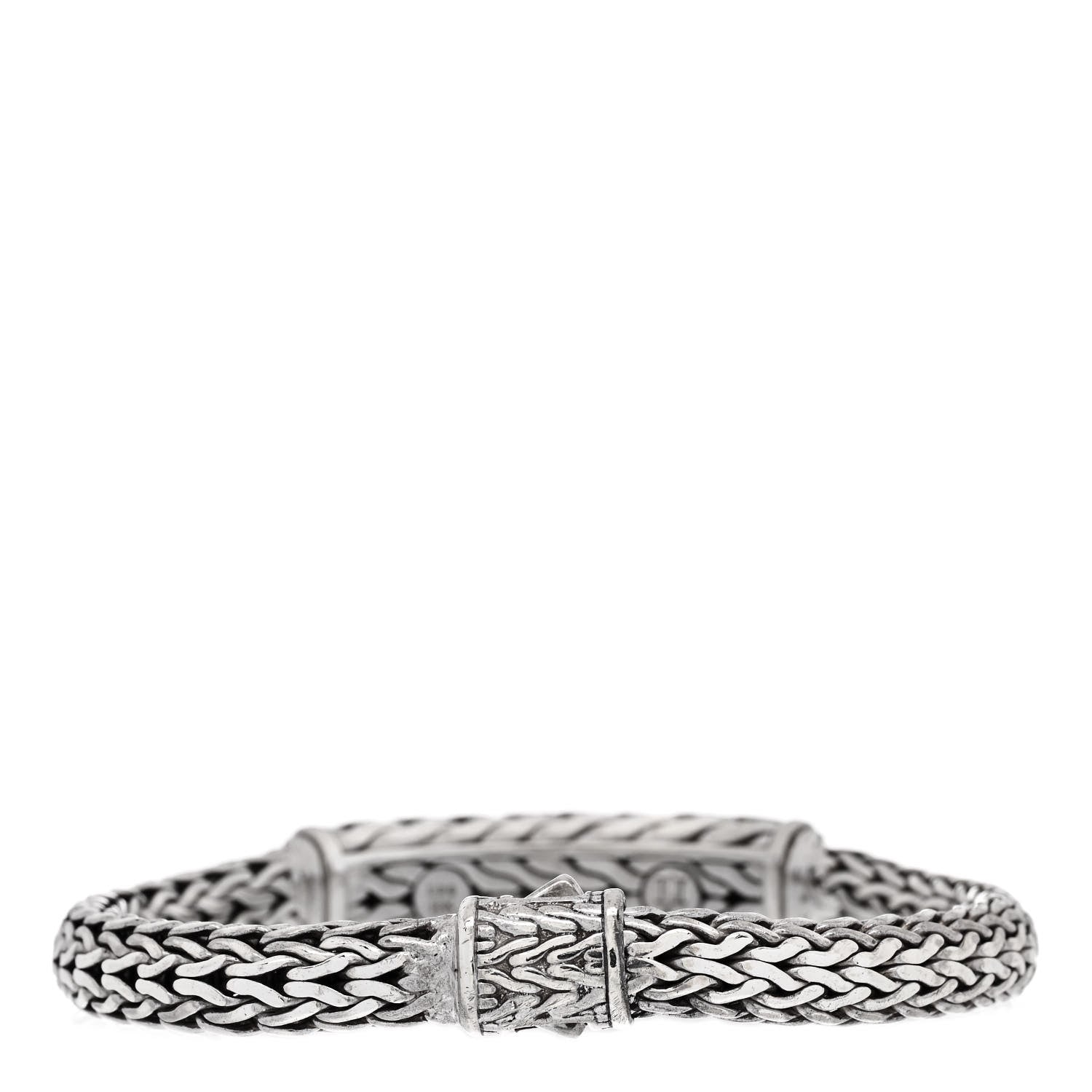 John Hardy Sterling Silver 18K Yellow Gold Diamond Classic Chain Woven Station Bracelet 2 of 6