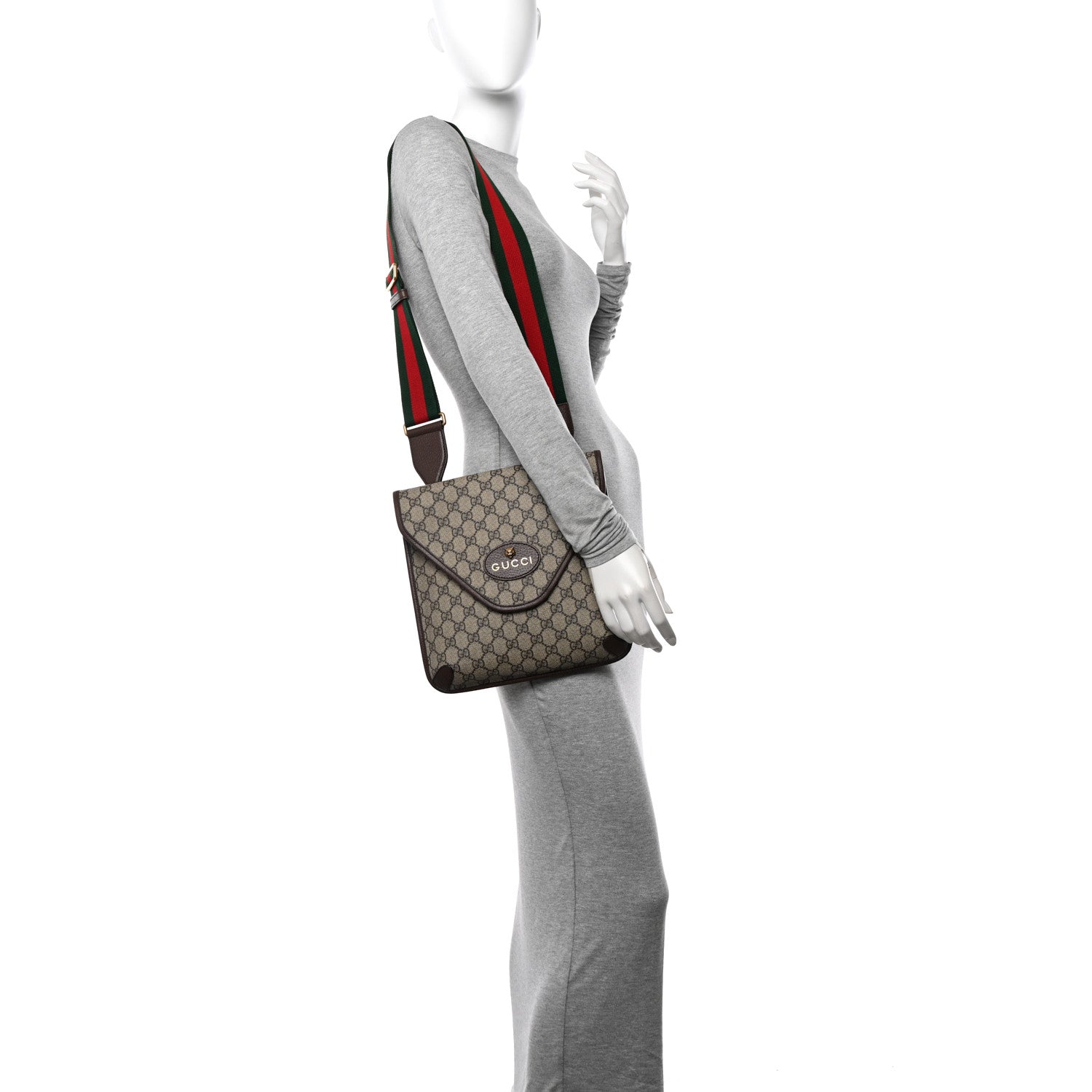 Gucci GG Supreme Monogram Web Medium Neo Vintage Flap Messenger Bag Beige New Acero 2 of 15