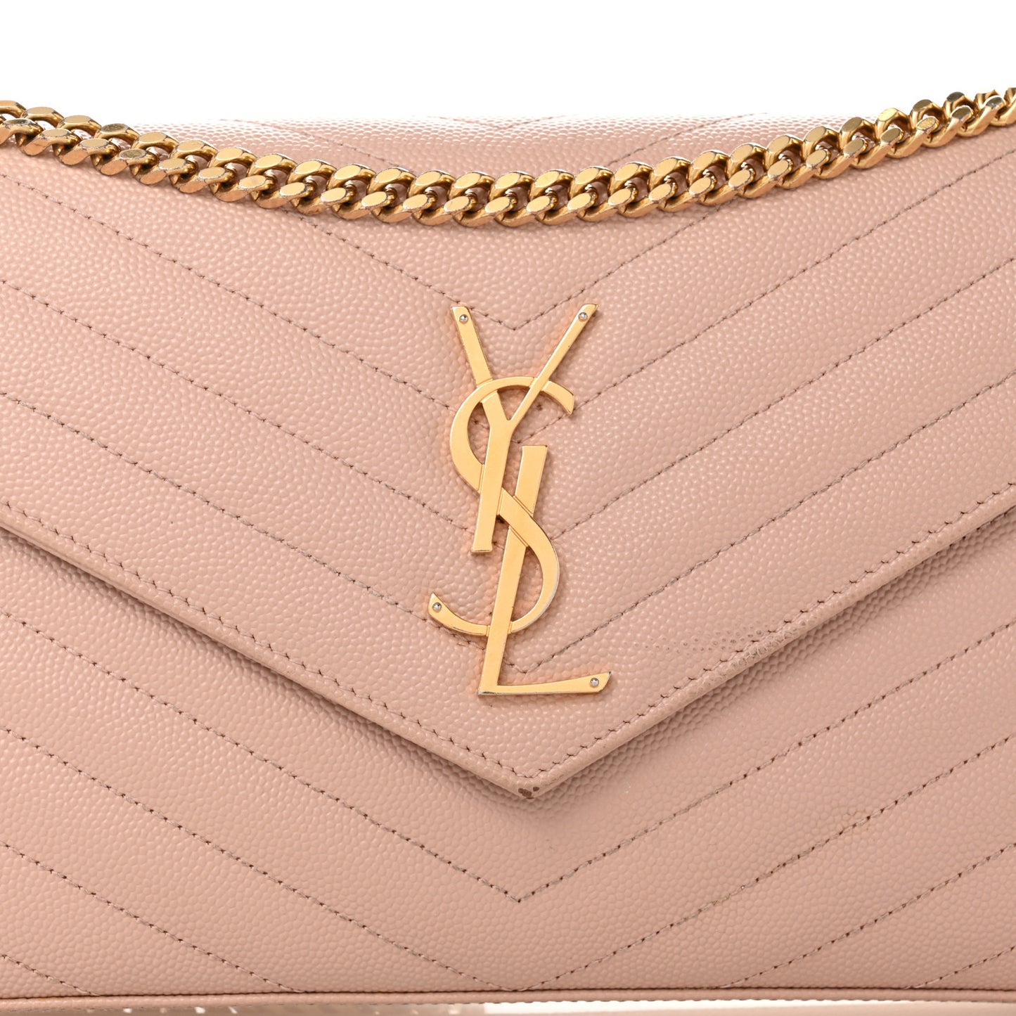 Grain De Poudre Matelasse Chevron Monogram Chain Wallet Pale Pink