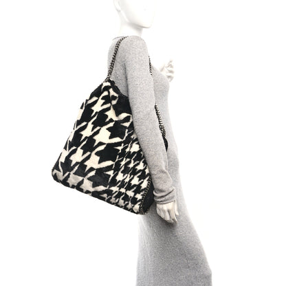 Stella McCartney Eco Fur Houndstooth Big Falabella  Tote Black White 2 of 11