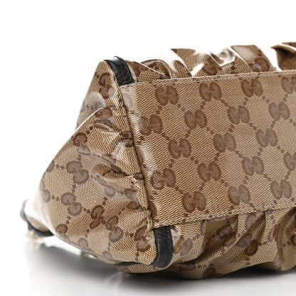 Gucci Crystal Monogram D Ring Gold Hobo Brown 8 of 9