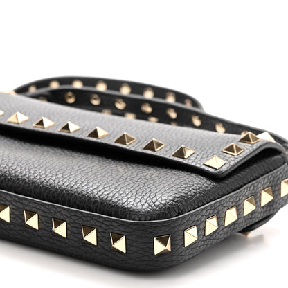Valentino Garavani Grainy Calfskin Rockstud Crossbody Pouch Black 9 of 10