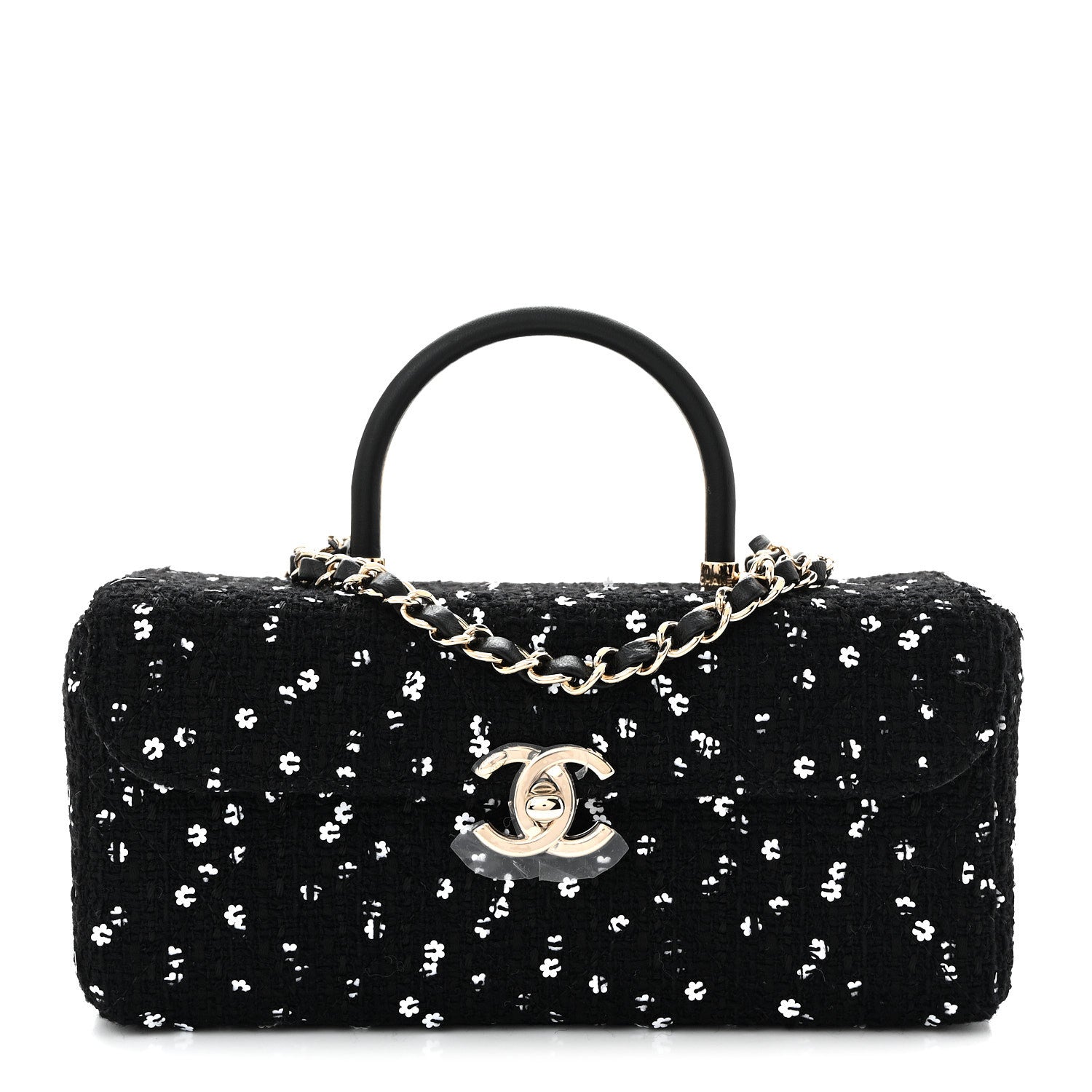 Chanel Tweed Sequin Quilted Top Handle Box Bag Black 1 of 10