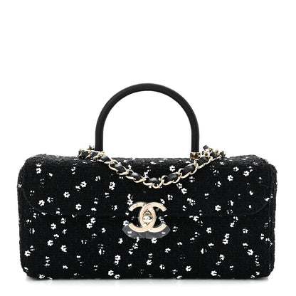 Chanel Tweed Sequin Quilted Top Handle Box Bag Black 1 of 10