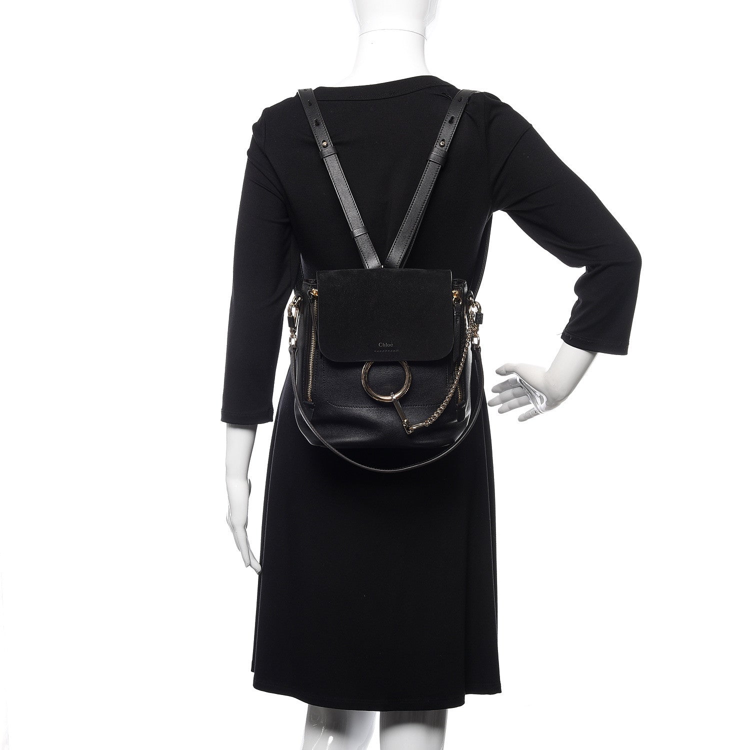 Chloe Suede Calfskin Small Faye Backpack Black 2 of 11