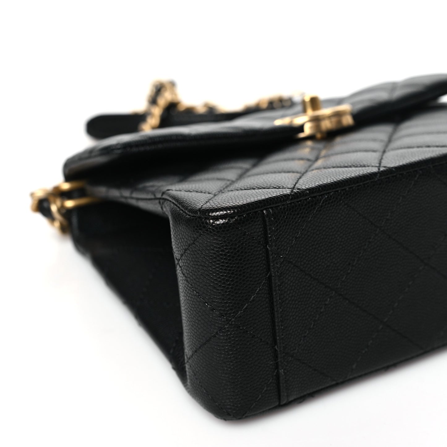 Caviar Quilted 31 Rue Cambon Top Handle Flap Black