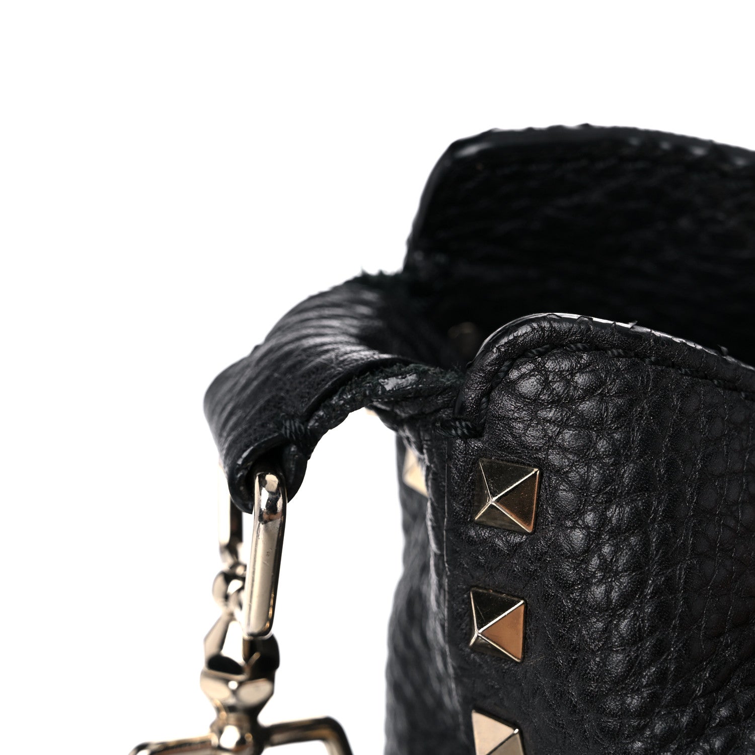 Valentino Garavani Pebbled Calfskin Large Rockstud Flip-Lock Messenger Bag Black 19 of 24