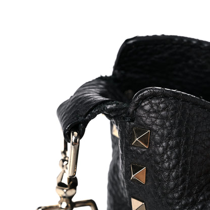 Valentino Garavani Pebbled Calfskin Large Rockstud Flip-Lock Messenger Bag Black 19 of 24