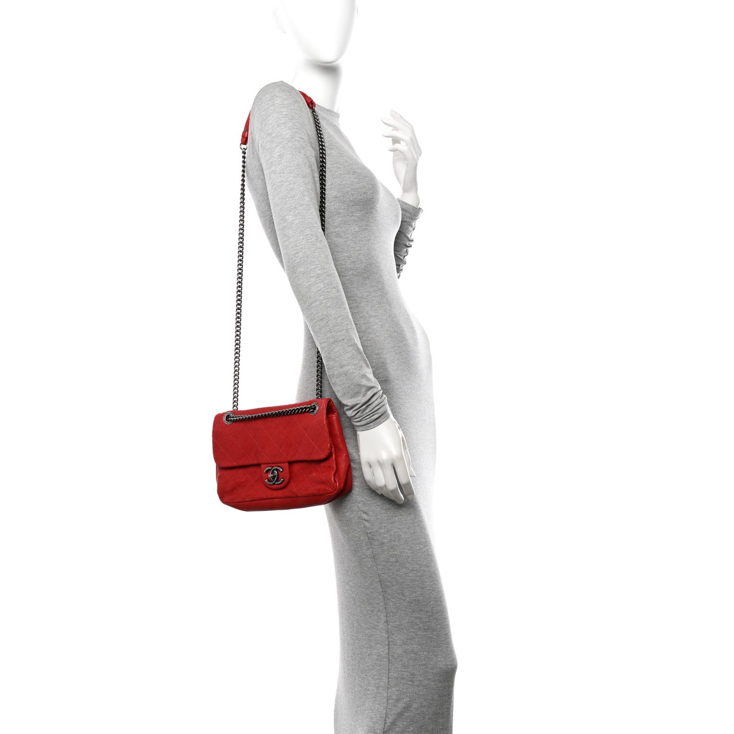 Chanel Caviar Quilted Medium Simply CC Flap Red 3 of 10