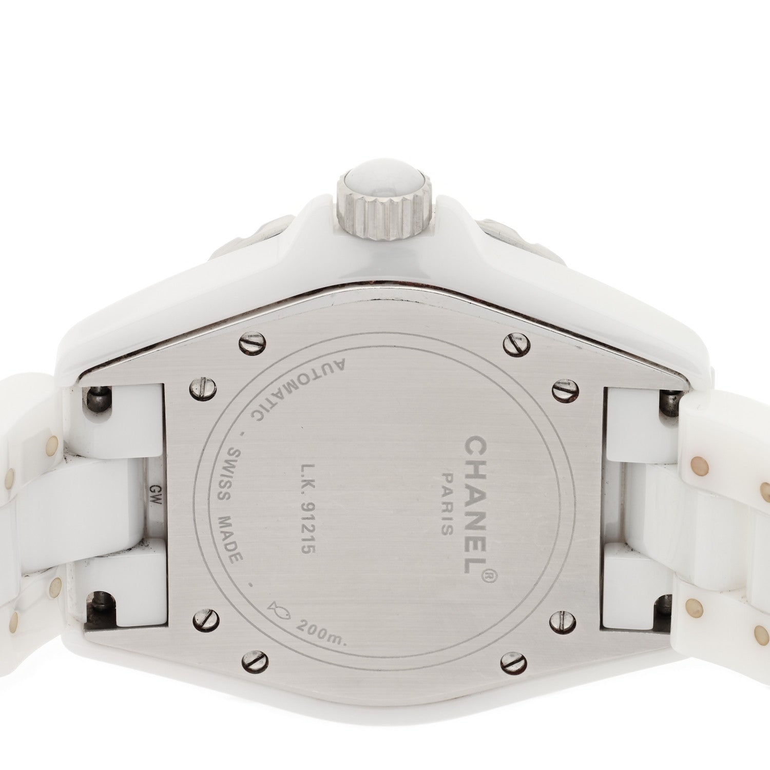 Chanel Stainless Steel Ceramic Diamond 38mm J12 Automatic Watch White 4 of 4