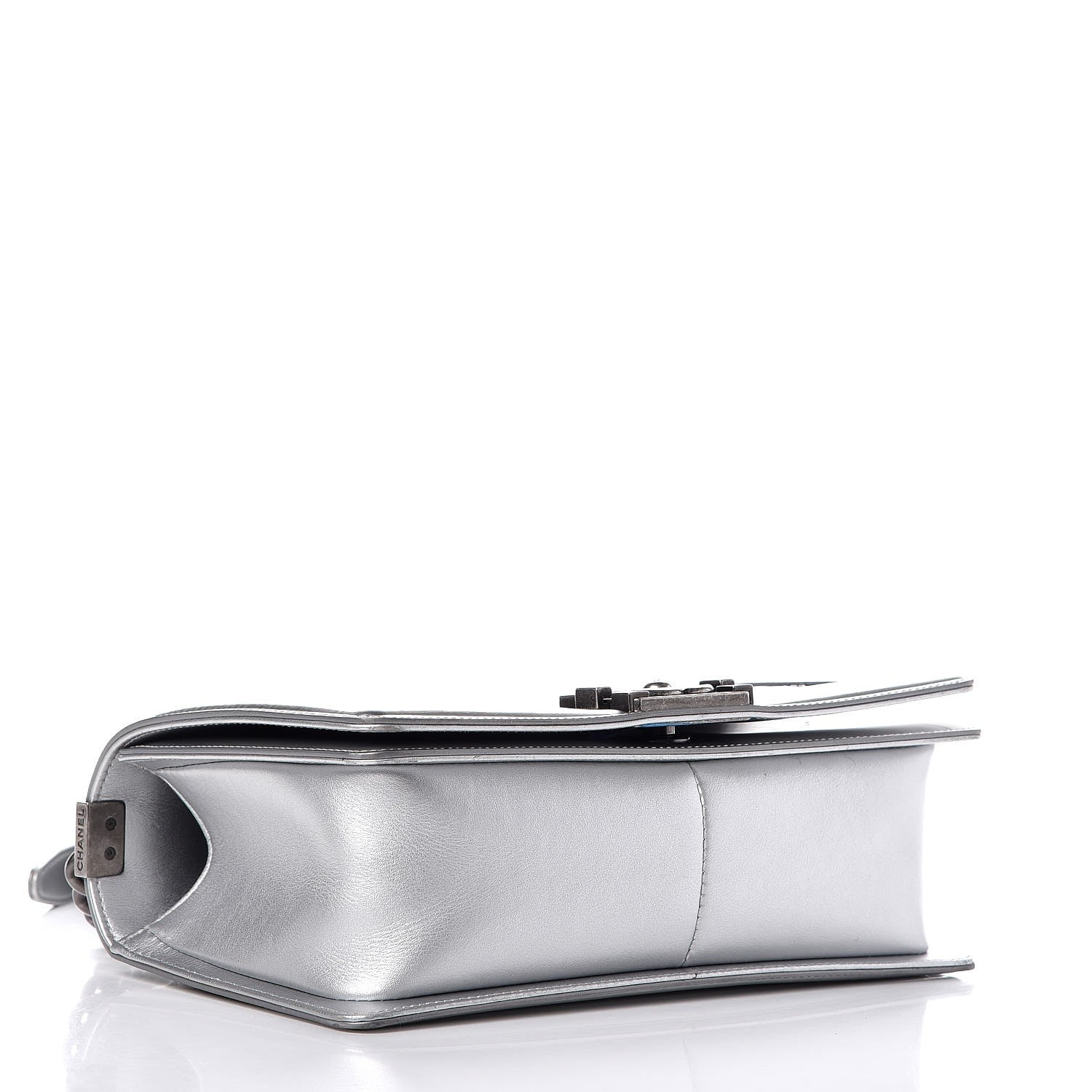 Chanel Metallic Patent Calfskin Quilted Medium Boy Flap Silver 5 of 9