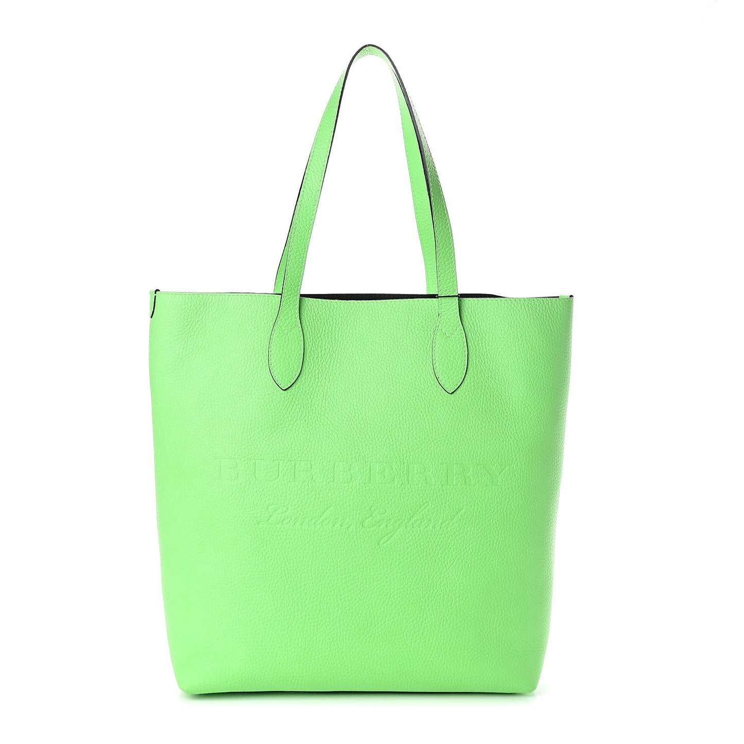 Grainy Calfskin Remington Tote Neon Green