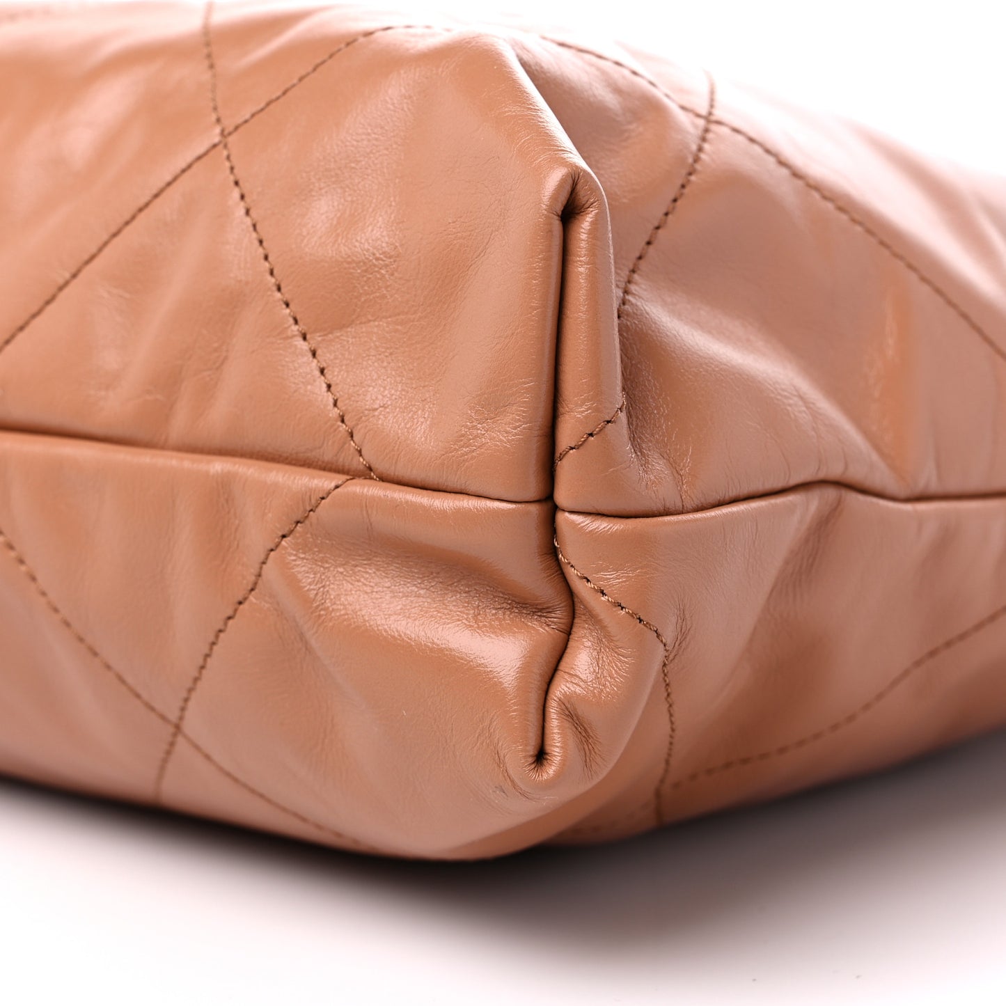 Shiny Calfskin Quilted Chanel 22 Camel