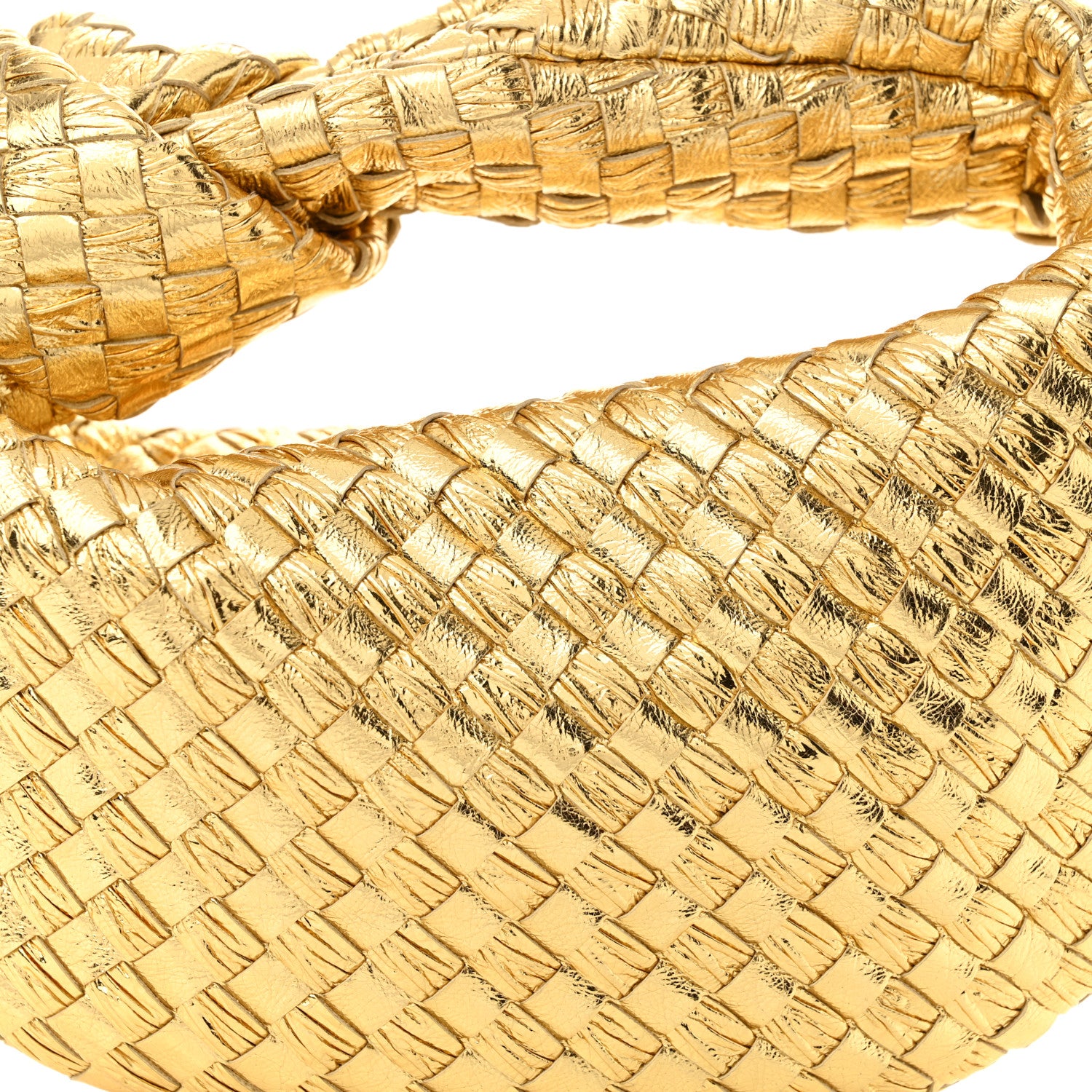 Bottega Veneta Laminated Calfskin Pressed Intreccio Mini Jodie Gold 8 of 10