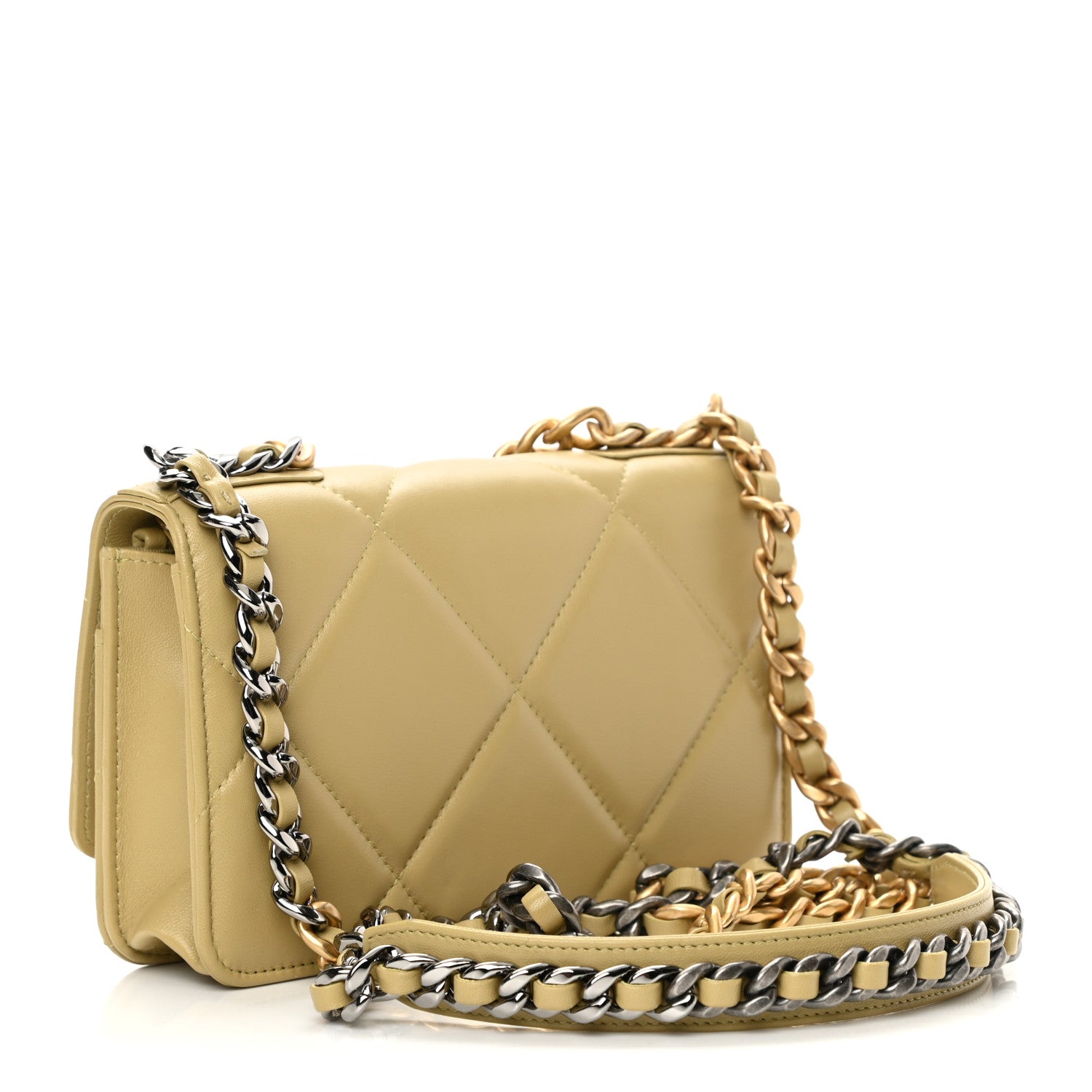 Chanel Lambskin Quilted Chanel 19 Wallet On Chain WOC Light Green 2 of 13