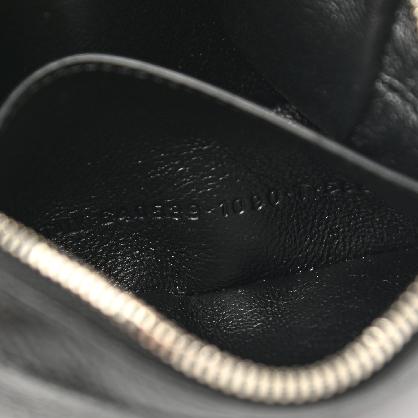 Grained Calfskin Logo Mini Cash Crossbody Pouch Black White