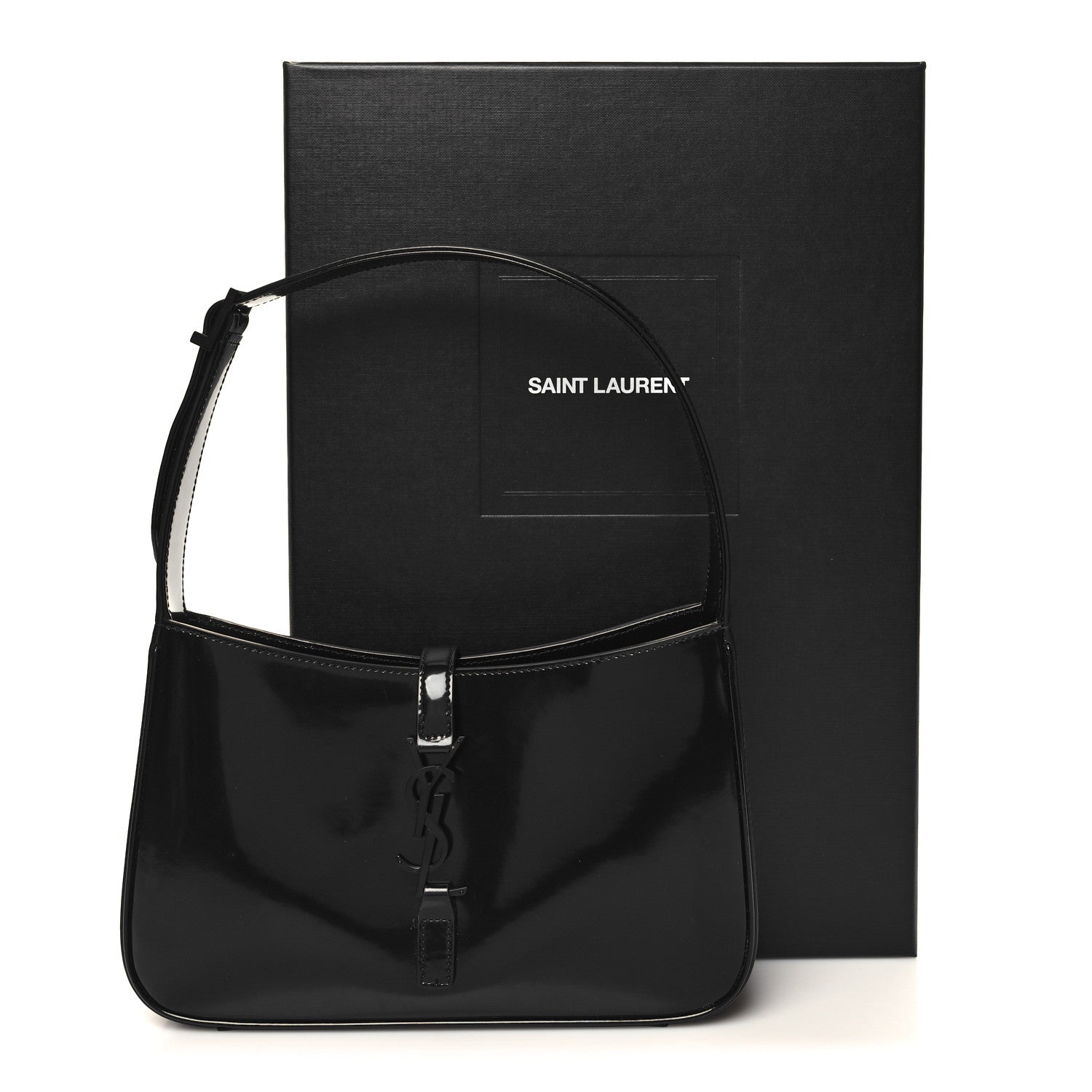 Saint Laurent Patent Le 5 A 7 Monochrome Hobo Black 12 of 12