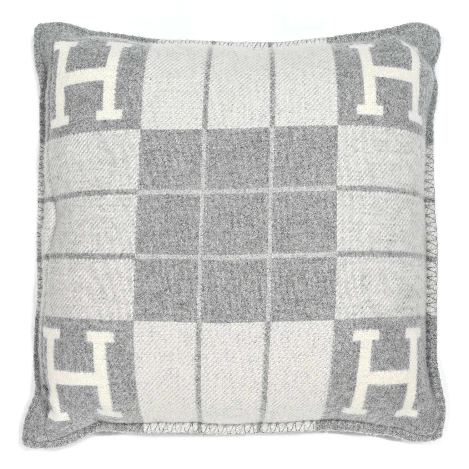 Hermes Wool Cashmere Avalon III Pillow PM Ecru Gris Clair 2 of 3