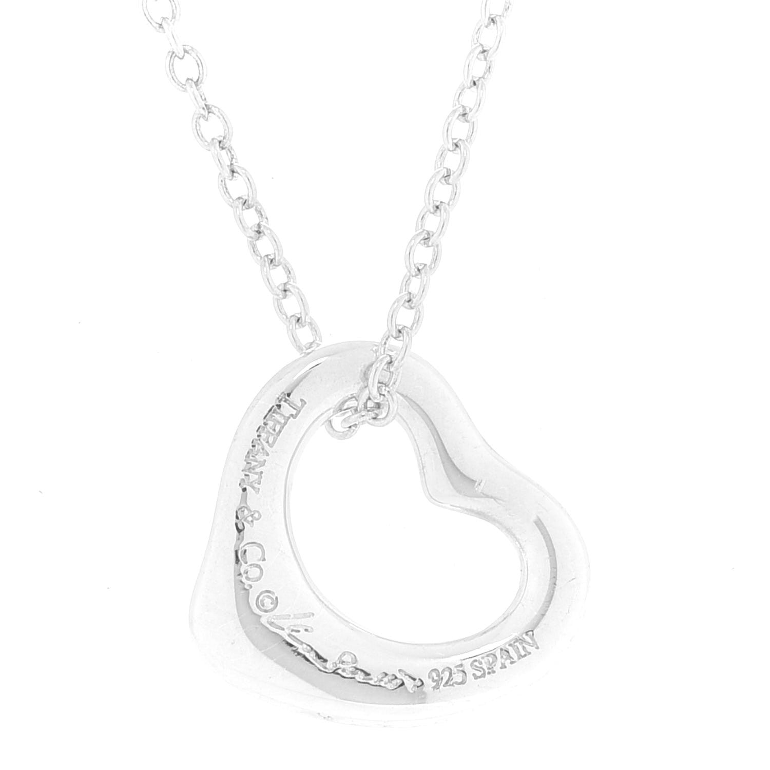 Tiffany Sterling Silver 11mm Elsa Peretti Open Heart Pendant Necklace 4 of 8