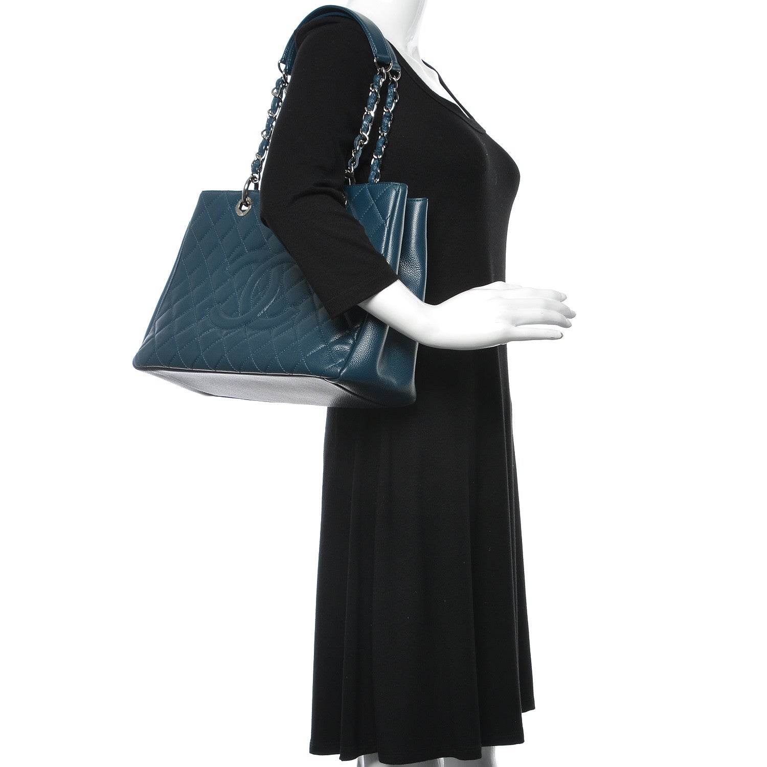 Chanel Caviar Quilted Grand Shopping Tote GST Dark Blue 2 of 9