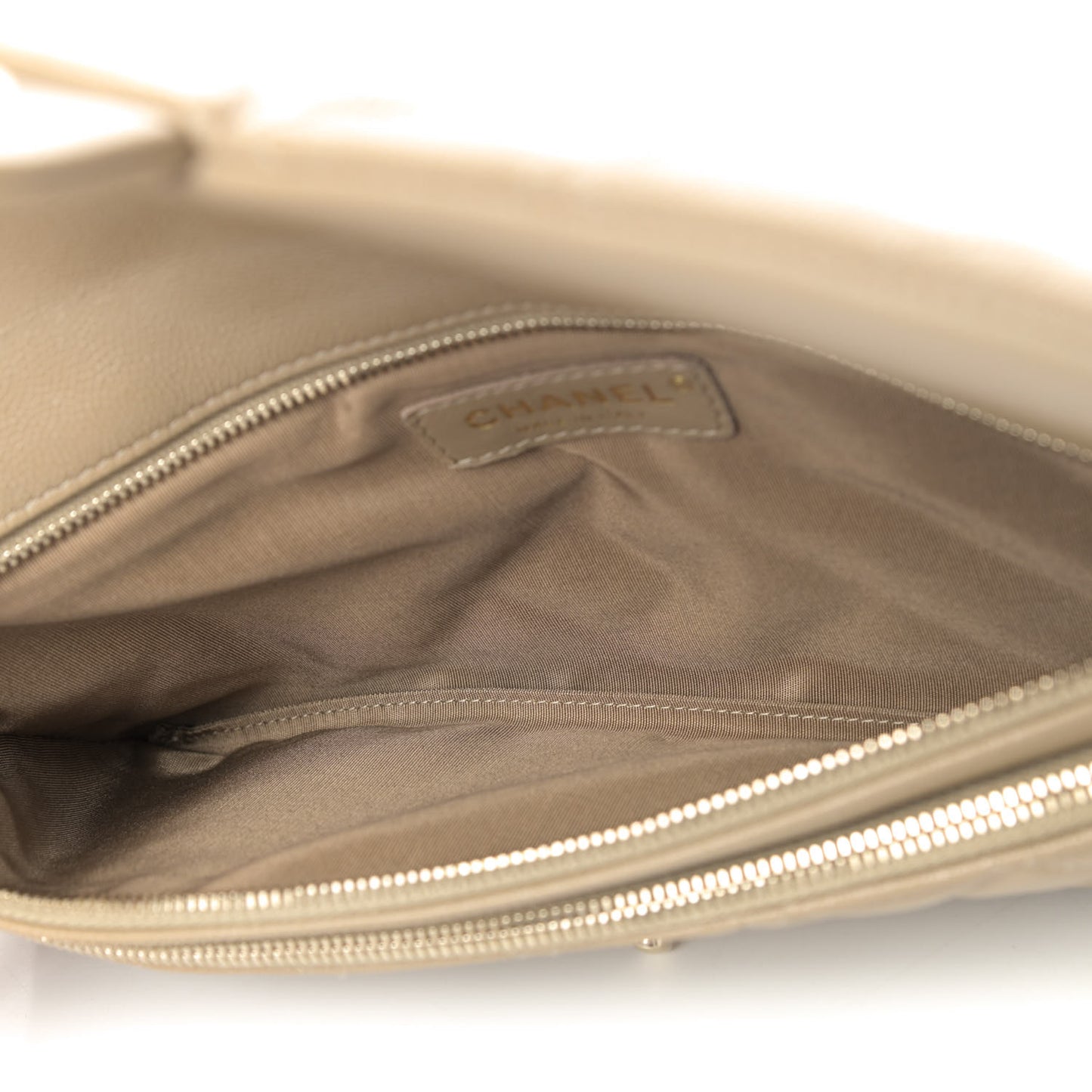 Caviar Quilted Flap Clutch Dark Beige