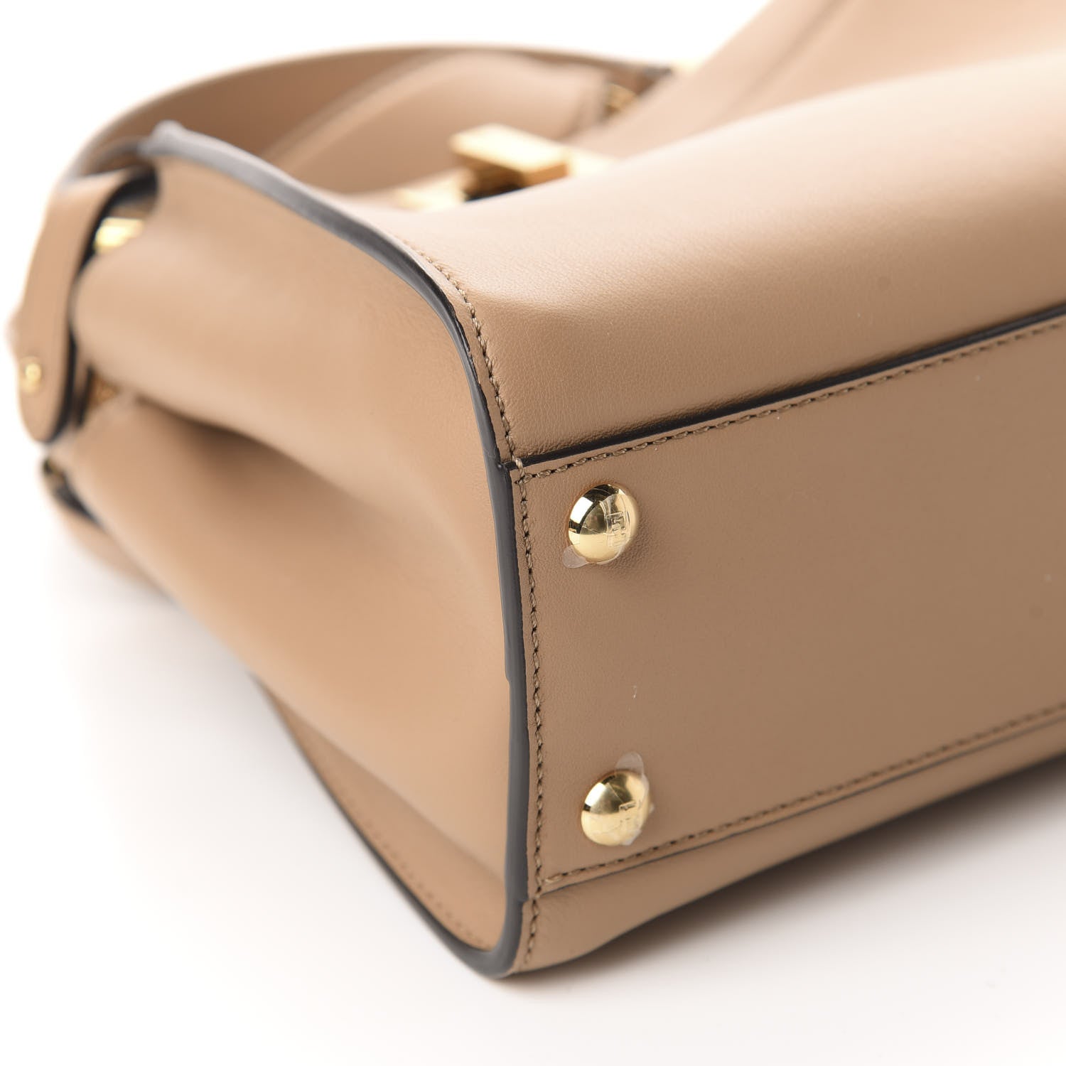 Fendi Vitello Seta Nabuk Pequin Mini Peekaboo Iconic Satchel Cuoio Tobacco Moro 7 of 11