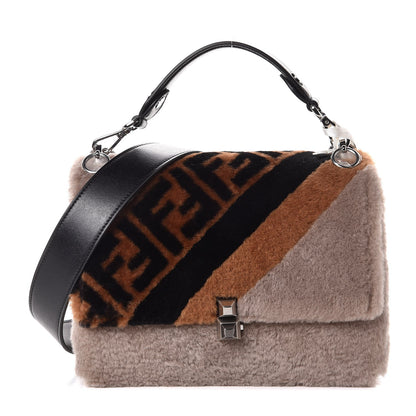 Fendi Shearling Calfskin Macro FF 1974 Diagonal Mania Kan I Shoulder Bag Multicolor 1 of 9