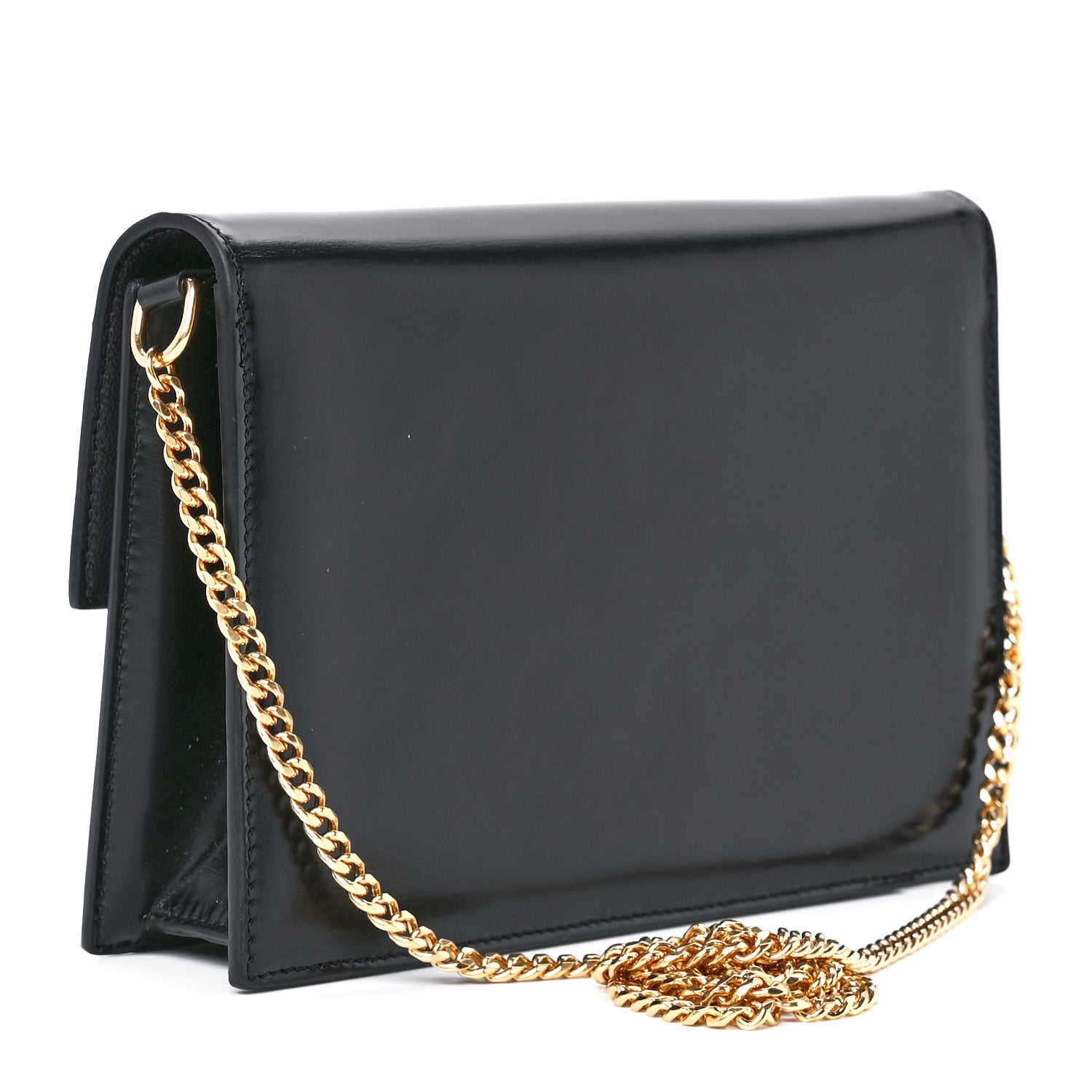 Celine Shiny Calfskin Triomphe Soir Clutch Black 3 of 10