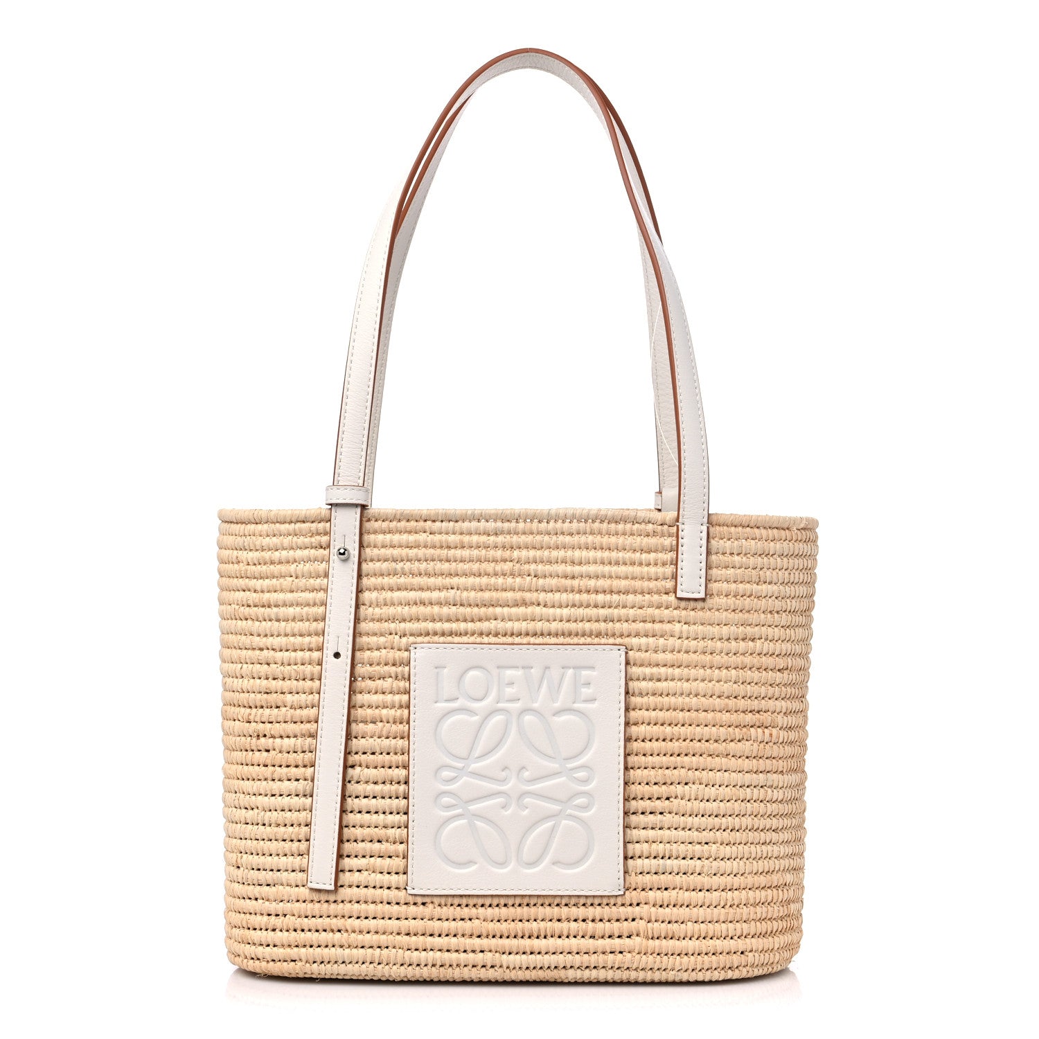 Loewe Raffia Square Small Basket Tote Bag Natural White 1 of 8