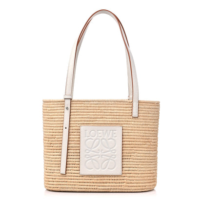 Loewe Raffia Square Small Basket Tote Bag Natural White 1 of 8