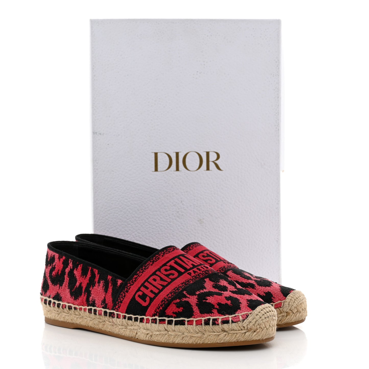 Cotton Embroidered Leopard Print Granville Espadrille 37 Red