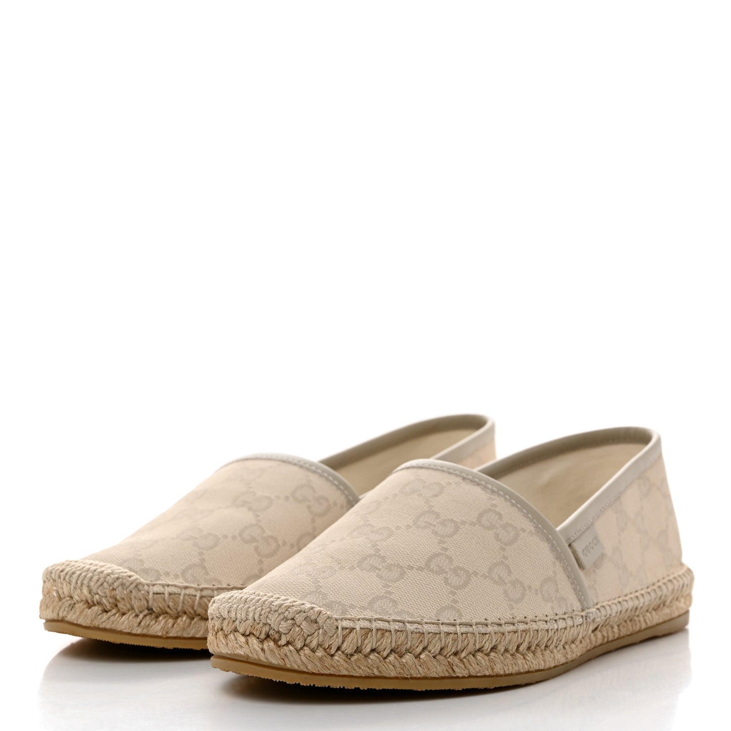 Washed Cotton Miro Soft Calfskin GG Monogram Espadrilles 36.5 White Mystic White