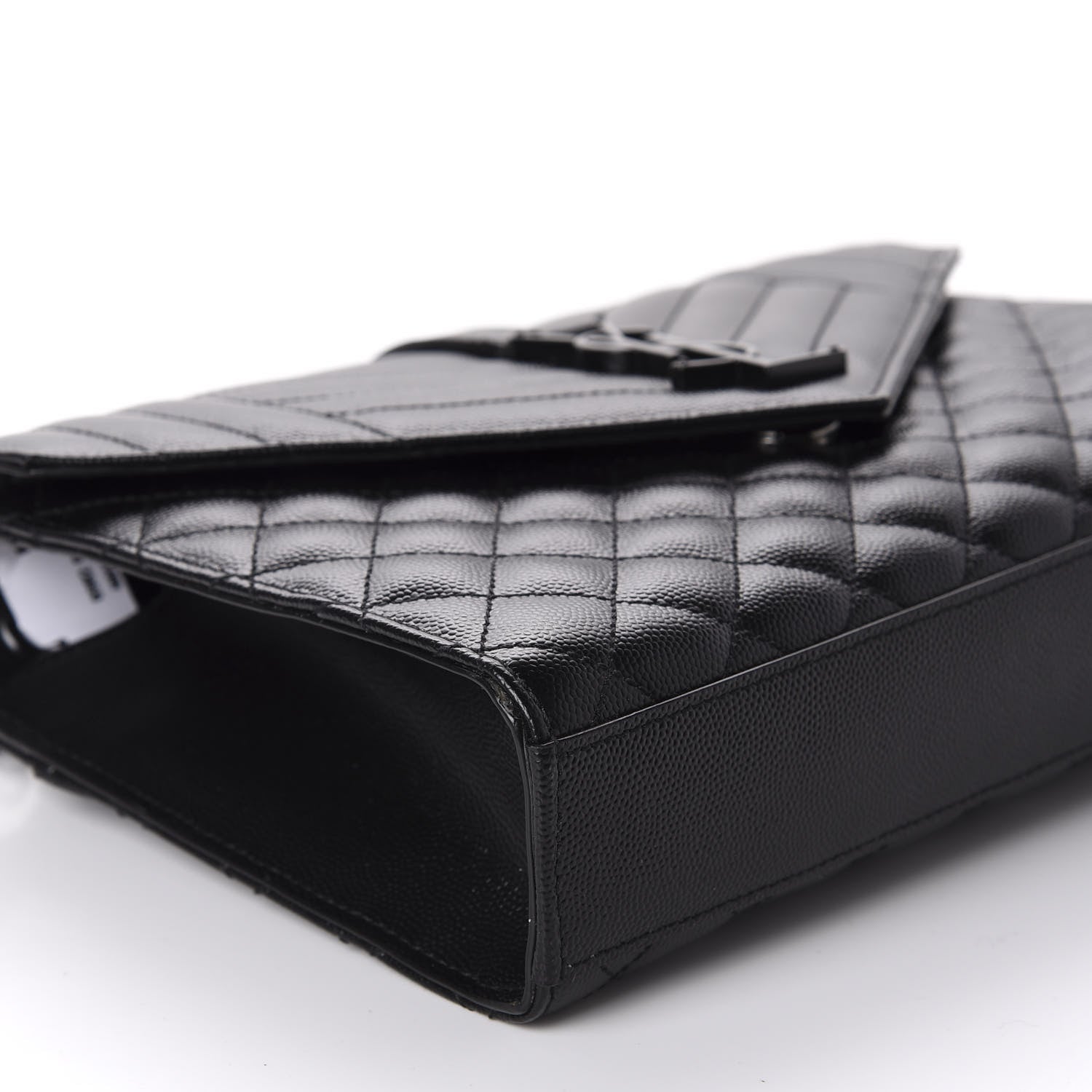 Saint Laurent Grain De Poudre Textured Mixed Matelasse Triquilt Medium Monogram Satchel Black 7 of 12