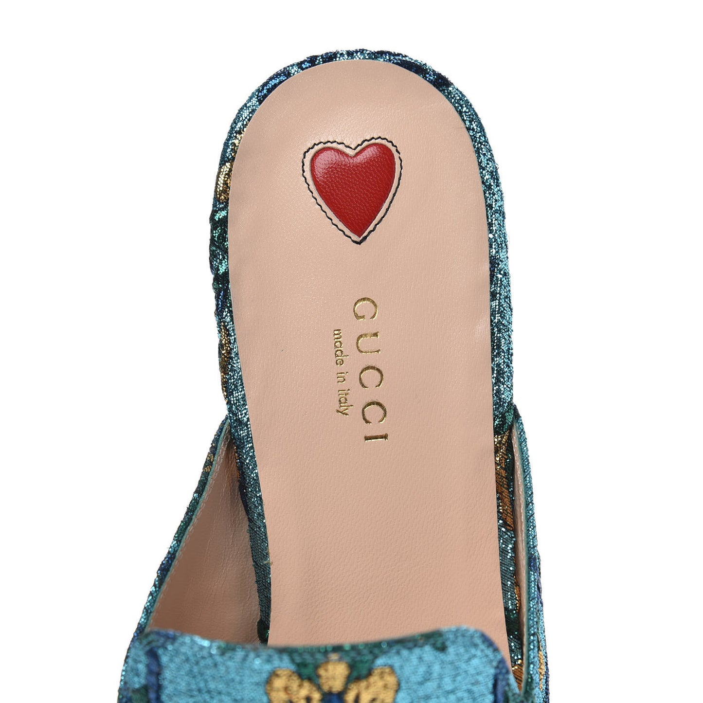 Iridescent Brocade Womens Princetown Slippers 40.5 Azure Multicolor Oro