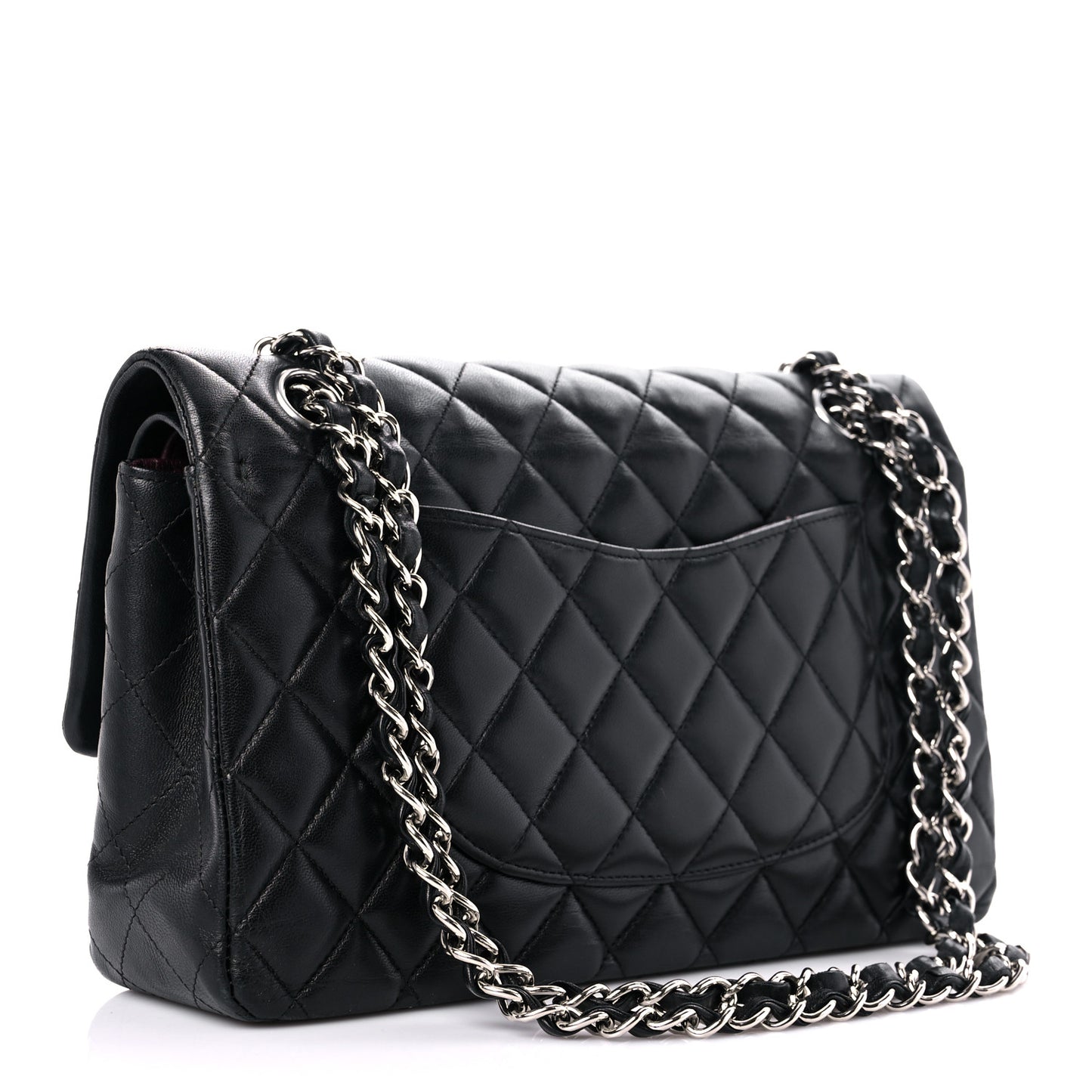 Lambskin Quilted Medium Double Flap Black
