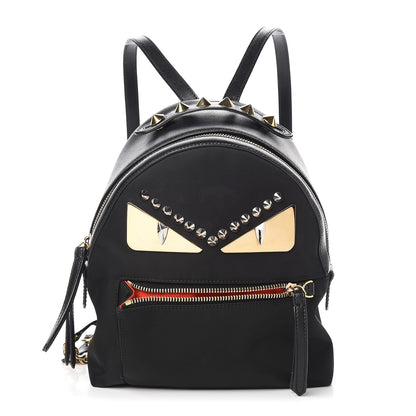 Fendi Nylon Vitello Liberty Metal Monster Eyes Studded Mini Backpack Black 1 of 10
