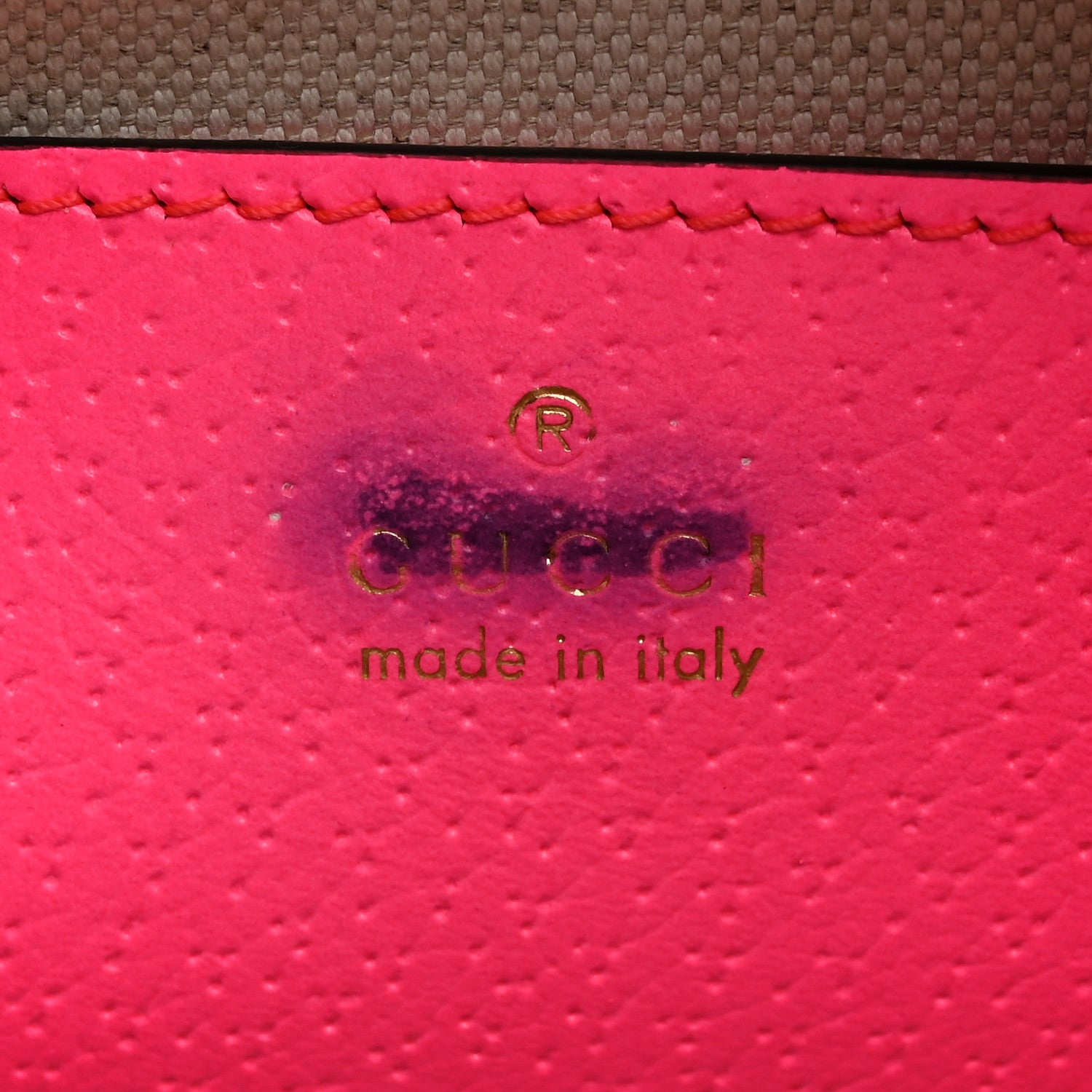 Gucci GG Supreme Monogram Textured Dollar Calfskin Web Ophidia Small Crossbody Bag Beige Ebony Fuchsia 6 of 10