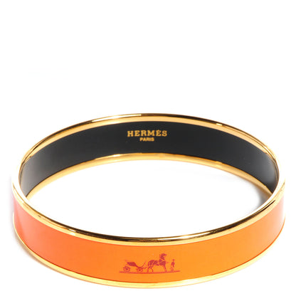 Hermes Enamel Printed Caleche Medium Bracelet 70 Orange 1 of 6