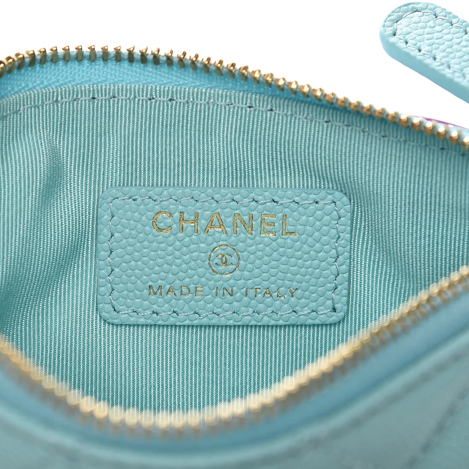 Chanel Caviar Quilted Small Cosmetic Case Light Blue 6 of 10