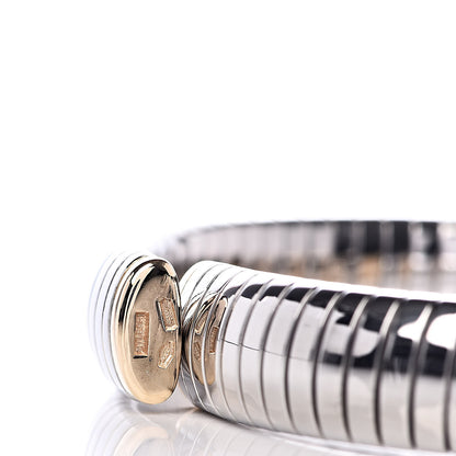 Bulgari Stainless Steel 18K Yellow Gold 10mm Parentesi Cuff Bracelet 4 of 4