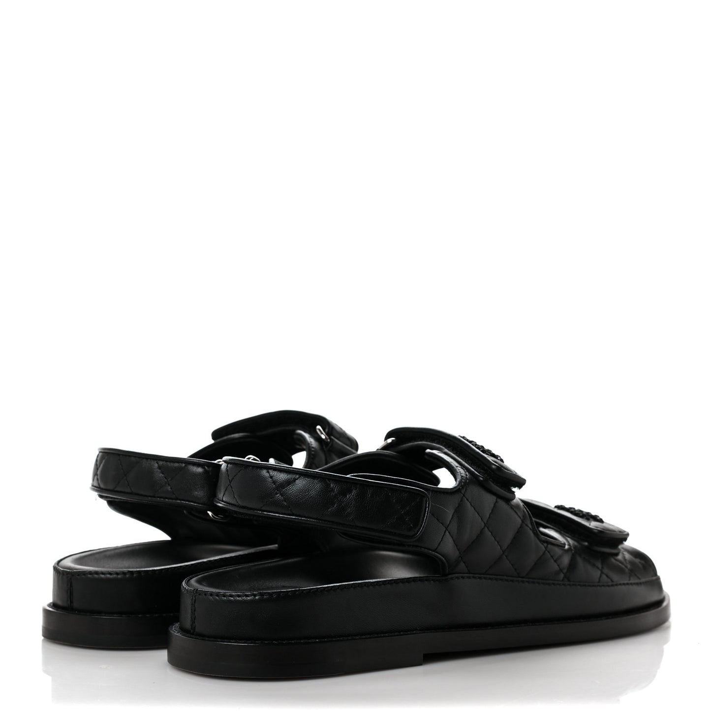 Lambskin Velcro Dad Sandals 39.5 Black