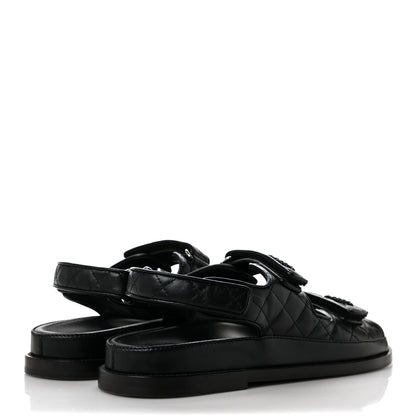 Chanel Lambskin Velcro Dad Sandals 39.5 Black 4 of 9