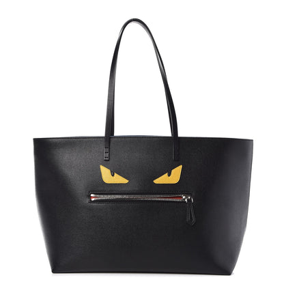 Fendi Vitello Elite Cuoio Monster Buggies Medium Roll Tote Black Multicolor Blue Cobalto 1 of 11
