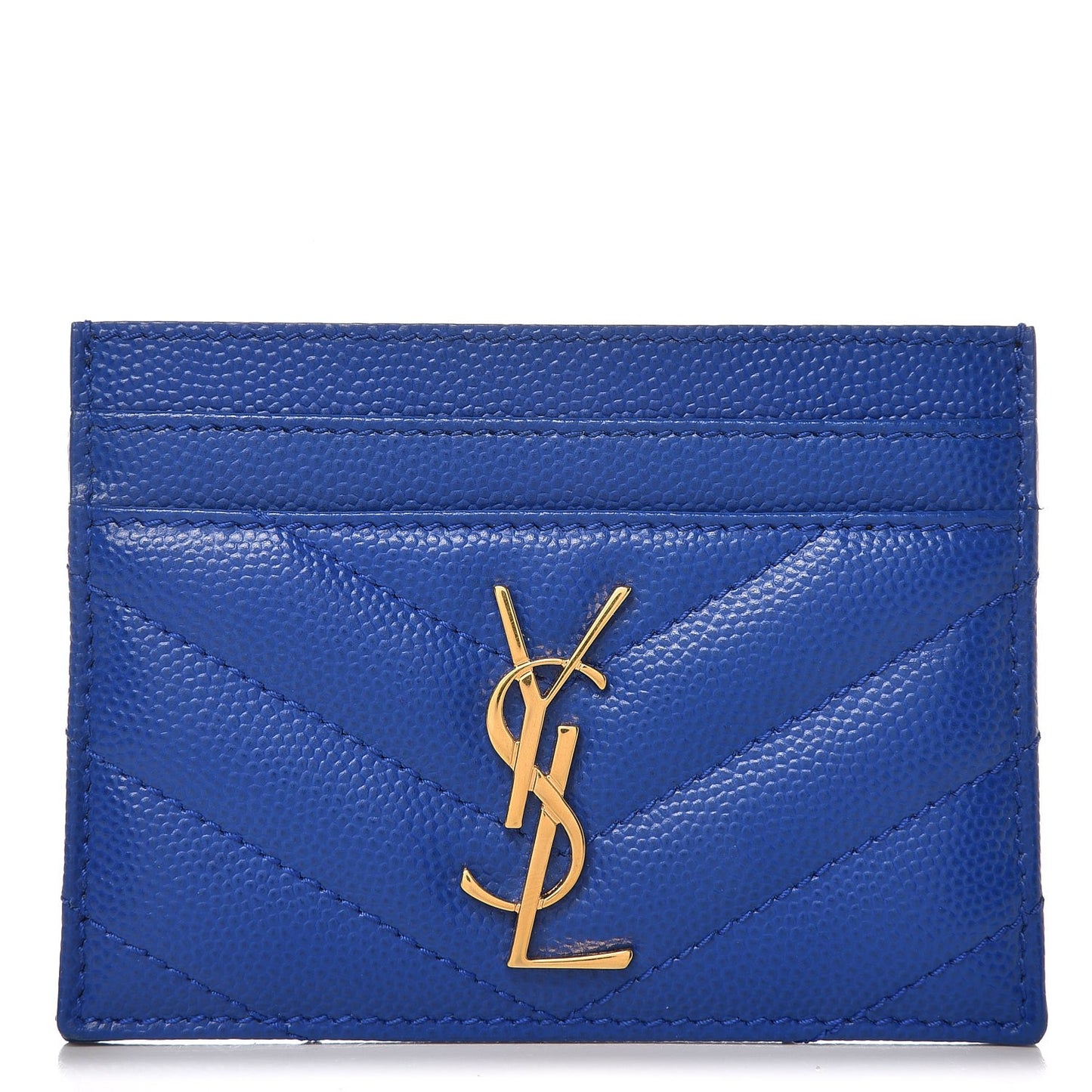 Grain De Poudre Matelasse Monogram Credit Card Case Blue Majorelle