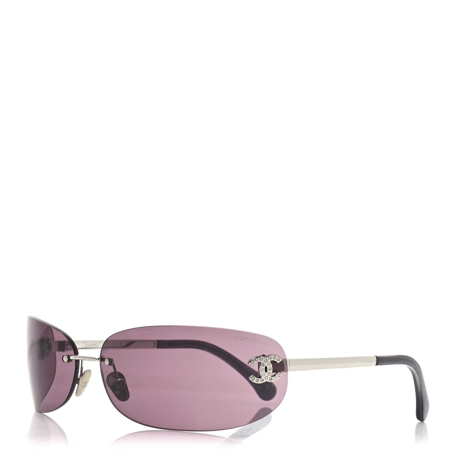 Chanel Metal Crystal CC Oval Sunglasses 71560 Silver 1 of 6